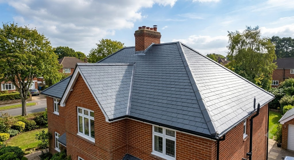Completed slate roof replacement